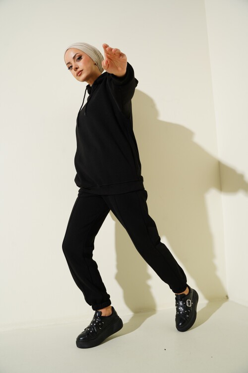 Merterium 55434 Oversize Eşofman Takımı - Siyah