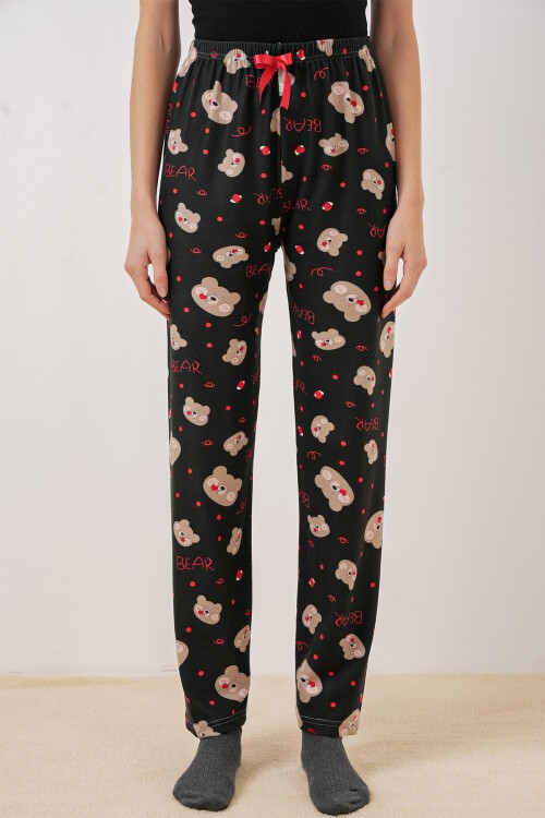 Merterium 4323 Desenli Pijama Altı - Siyah