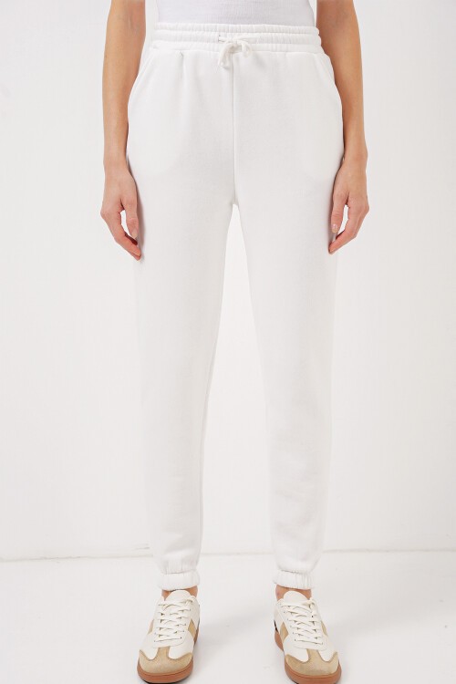 Merterium 55450 Üç İplik Eşofman Altı - Beyaz