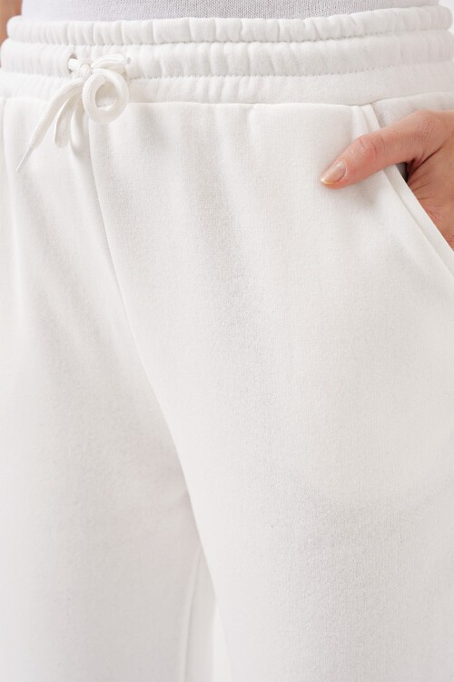 Merterium 55450 Üç İplik Eşofman Altı - Beyaz