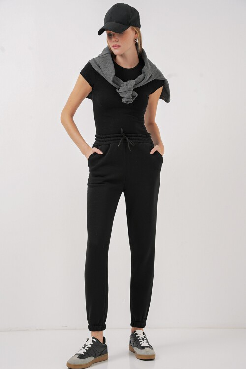 Merterium 55450 Üç İplik Eşofman Altı - Siyah