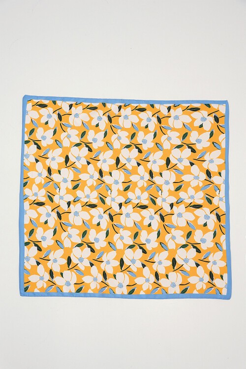 Merterium Kadın Desenli Bandana Fular 010187 - Turuncu