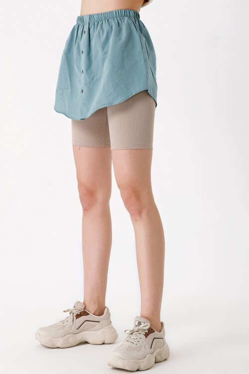 Merterium 1888 Sweatshirt Ve Kazak Altı Gömlek Etek - Su Yeşili