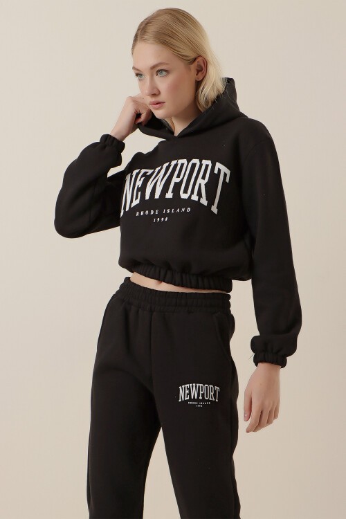 Merterium 55397 Baskılı Eşofman Takımı - Siyah