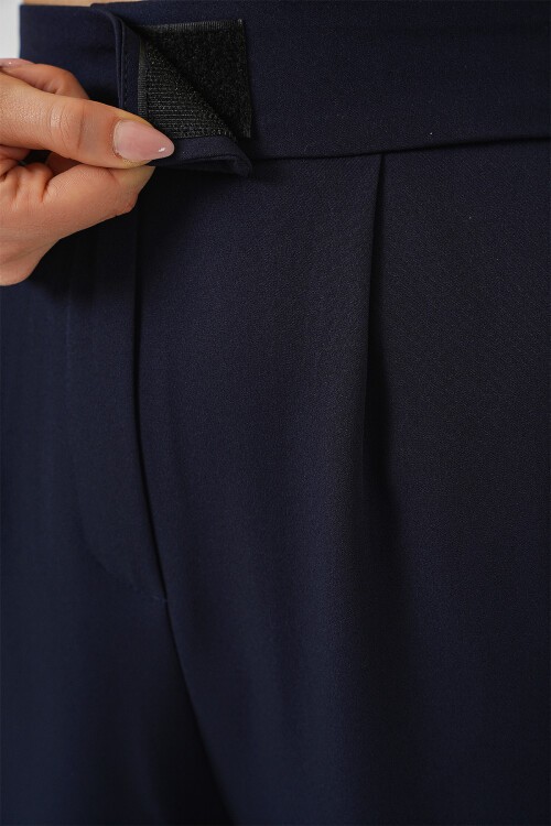 Merterium 6612 Yüksek Bel Kumaş Pantolon - Lacivert