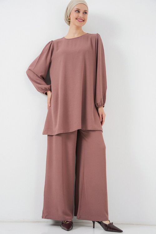 Merterium Ayrobin Tunik Pantolon Alt Üst Takım 6712 - Gül Kurusu