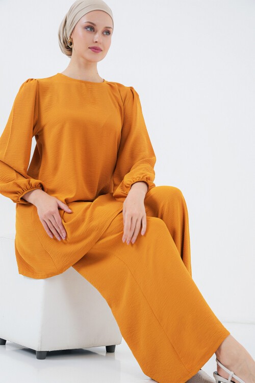 Merterium Ayrobin Tunik Pantolon Alt Üst Takım 6712 - Hardal