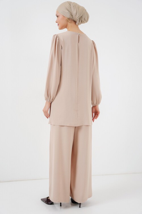 Merterium Ayrobin Tunik Pantolon Alt Üst Takım 6712 - Krem