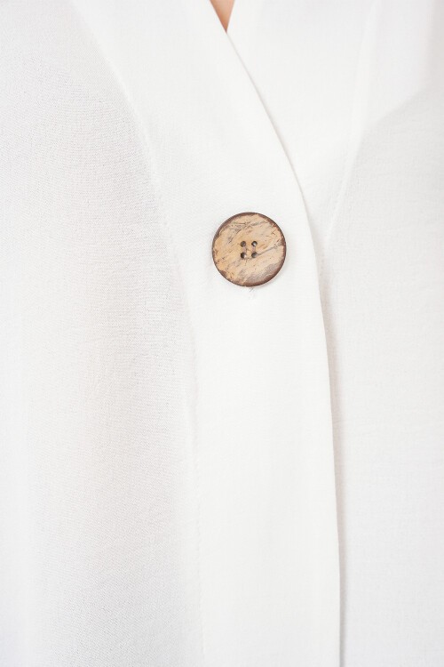 Kadın Kısa Kol Oversize Kimono 5969 - Beyaz