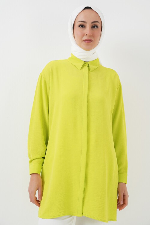 Merterium Kadın Uzun Gömlek Tunik 5945 - E.Yeşil