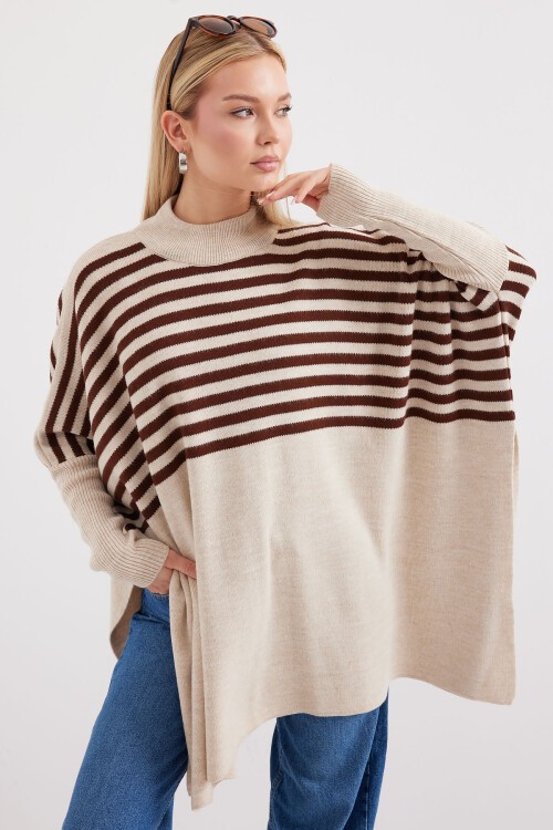 15783 Yırtmaçlı Panço Kazak - F.Bej