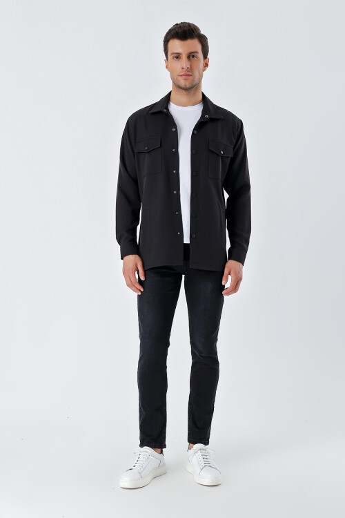 20193 Oversize Erkek Gömlek - Siyah