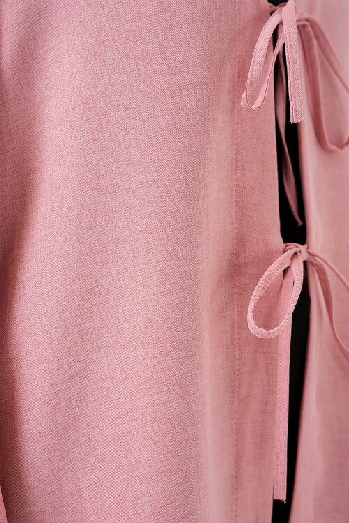 Keten Tesettür Kimono 5968 - Pudra