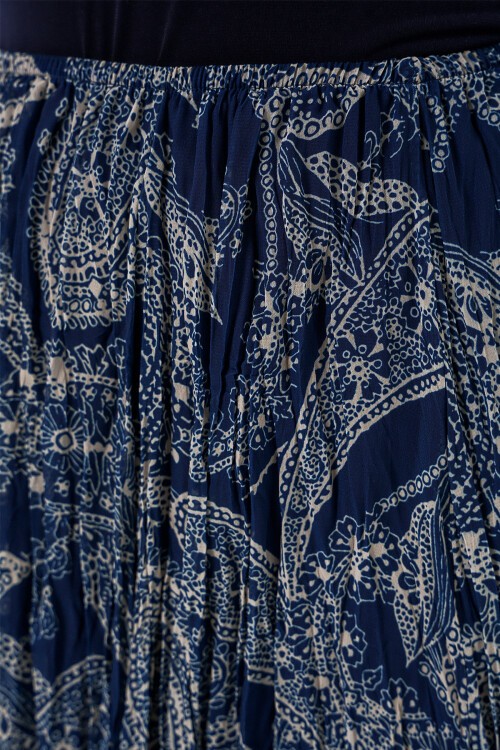 Kadın Asimetrik Tül Şifon Etek 8061 - Lacivert