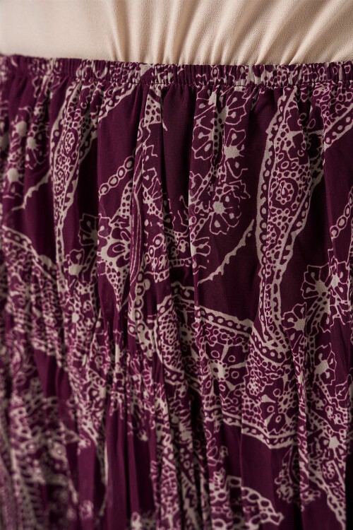 Kadın Asimetrik Tül Şifon Etek 8061 - Mürdüm