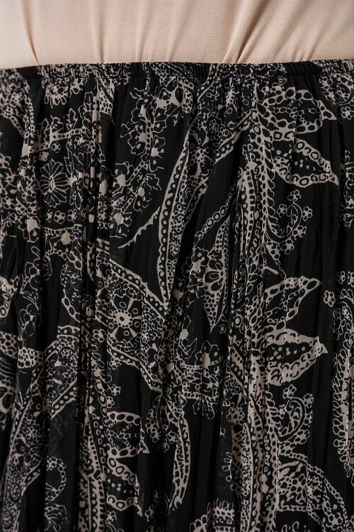 Kadın Asimetrik Tül Şifon Etek 8061 - Siyah