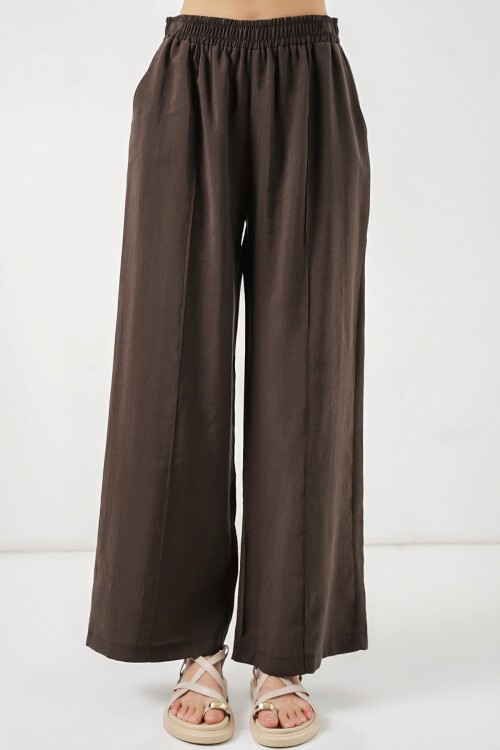 Kadın Beli Lastikli Bol Paça Pantolon 30087 - A.Kahve