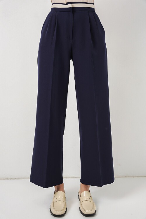 Kadın Geniş Paça Kumaş Pantolon 30088 - Lacivert