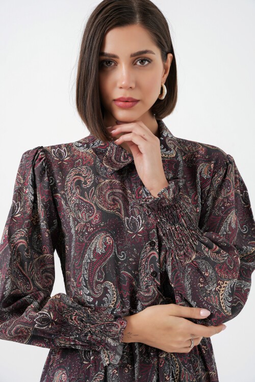 Kadın Kuşaklı Tesettür Elbise 2589 - Siyah