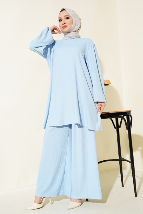 Kadın Mavi Tunik Pantolon Alt Üst Takım 6663