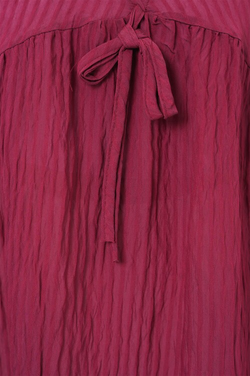 Kadın Önü Bağcıklı Uzun Kol Bluz 946 - Bordo