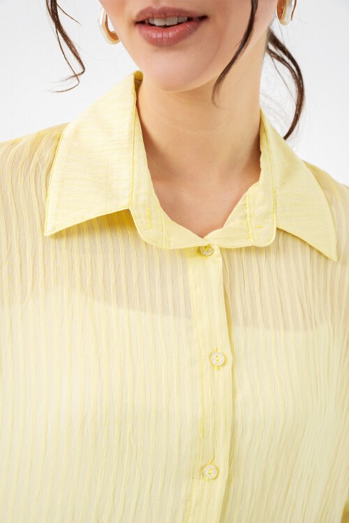 Kadın Uzun Oversize Gömlek 20320 - Sarı