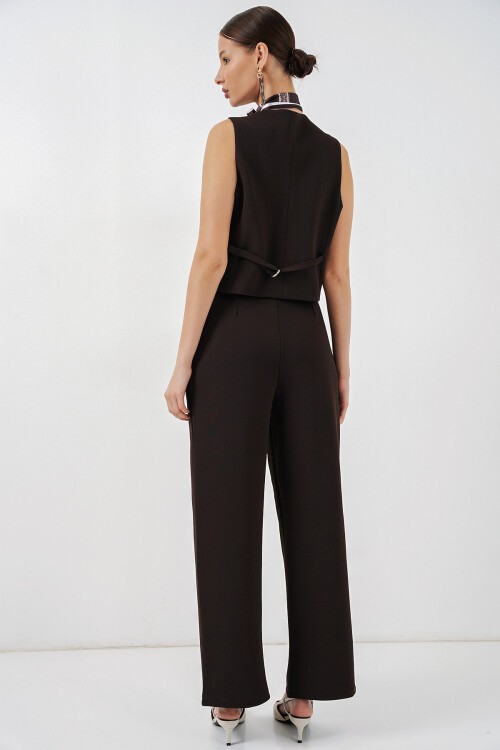 Kadın Yelek Pantolon İkili Takım 30091 - Kahverengi