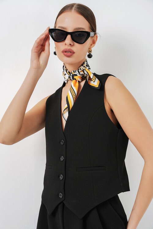 Kadın Yelek Pantolon İkili Takım 30091 - Siyah