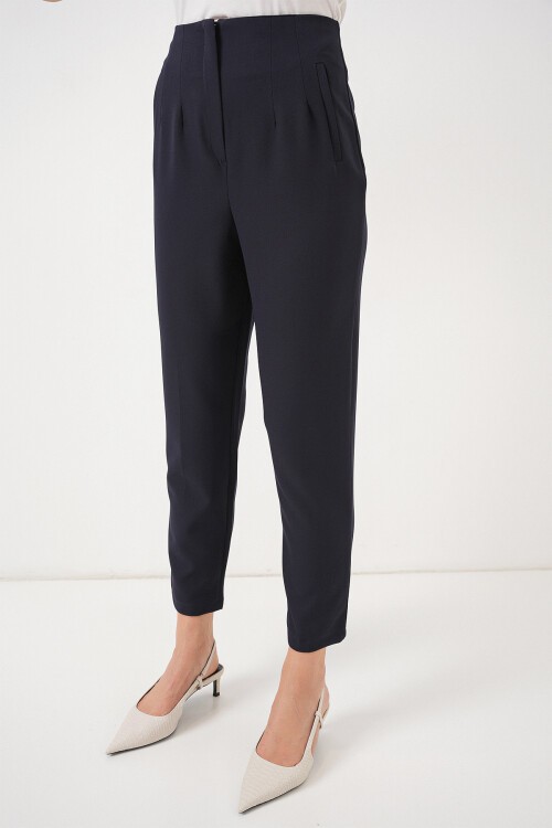 Merterium Kadın Lacivert Yüksek Bel Kumaş Pantolon 6650