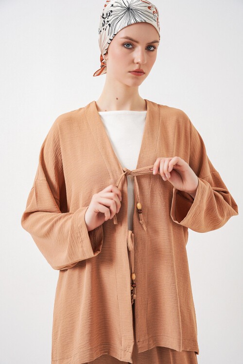 Kadın Ayrobin Kimono Pantolon İkili Takım 6739 - Bisküvi