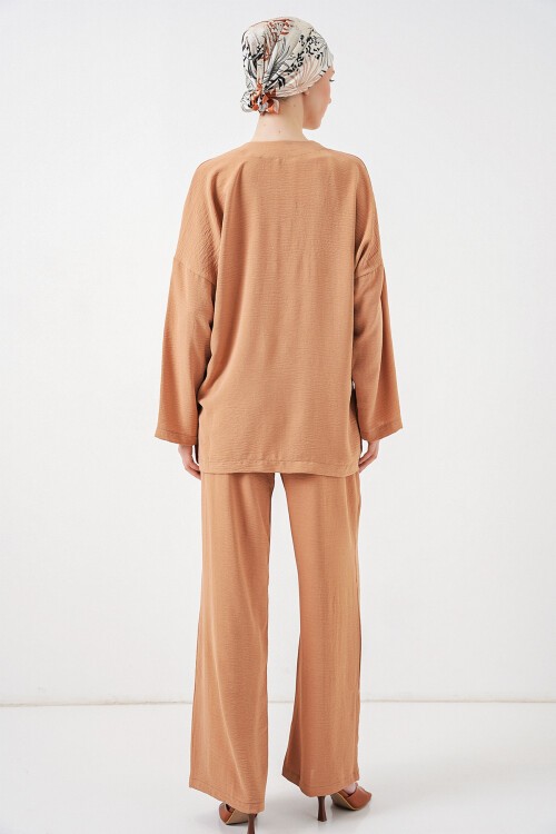 Kadın Ayrobin Kimono Pantolon İkili Takım 6739 - Bisküvi