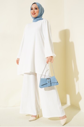 Kadın Ekru Tunik Pantolon Alt Üst Takım 6663