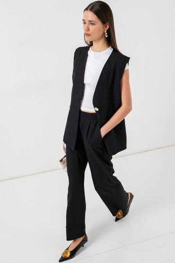 Kadın Yelek Pantolon İkili Takım 30086 - Siyah