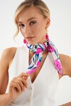 Merterium Kadın Desenli Bandana Fular 010187 - Fuşya