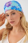 Merterium Kadın Desenli Bandana Fular 010187 - Saks