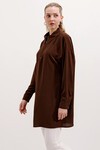 Merterium 5917 Fermuarlı Oversize Tunik - Kahverengi