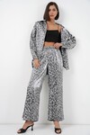 6699 Leopar Desenli Alt Üst Takım - Gri