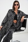 6699 Leopar Desenli Alt Üst Takım - Siyah