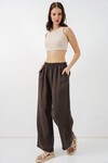 Kadın Beli Lastikli Bol Paça Pantolon 30087 - A.Kahve