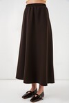 Kadın Beli Lastikli Uzun Etek 8072 - Kahverengi
