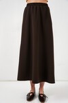 Kadın Beli Lastikli Uzun Etek 8072 - Kahverengi
