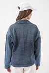 Kadın Çift Cepli Denim Ceket 0731 - Lacivert
