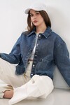 Kadın Çift Cepli Denim Ceket 0731 - Lacivert