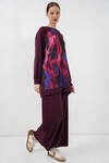 Kadın Desenli Oversize Tunik Pantolon İkili Takım 55462 - Mor