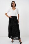 Kadın Flok Baskılı Astarlı Etek 8069 - Siyah