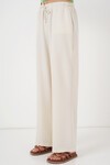 Kadın Geniş Paça Keten Pantolon 6735 - Ekru