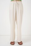 Kadın Geniş Paça Keten Pantolon 6735 - Ekru