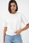 Kadın Taş Detaylı Tişört 990 - Beyaz