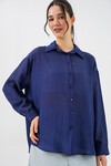 Kadın Uzun Oversize Gömlek 20320 - Lacivert