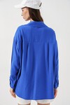 Kadın Uzun Oversize Gömlek 20334 - Saks